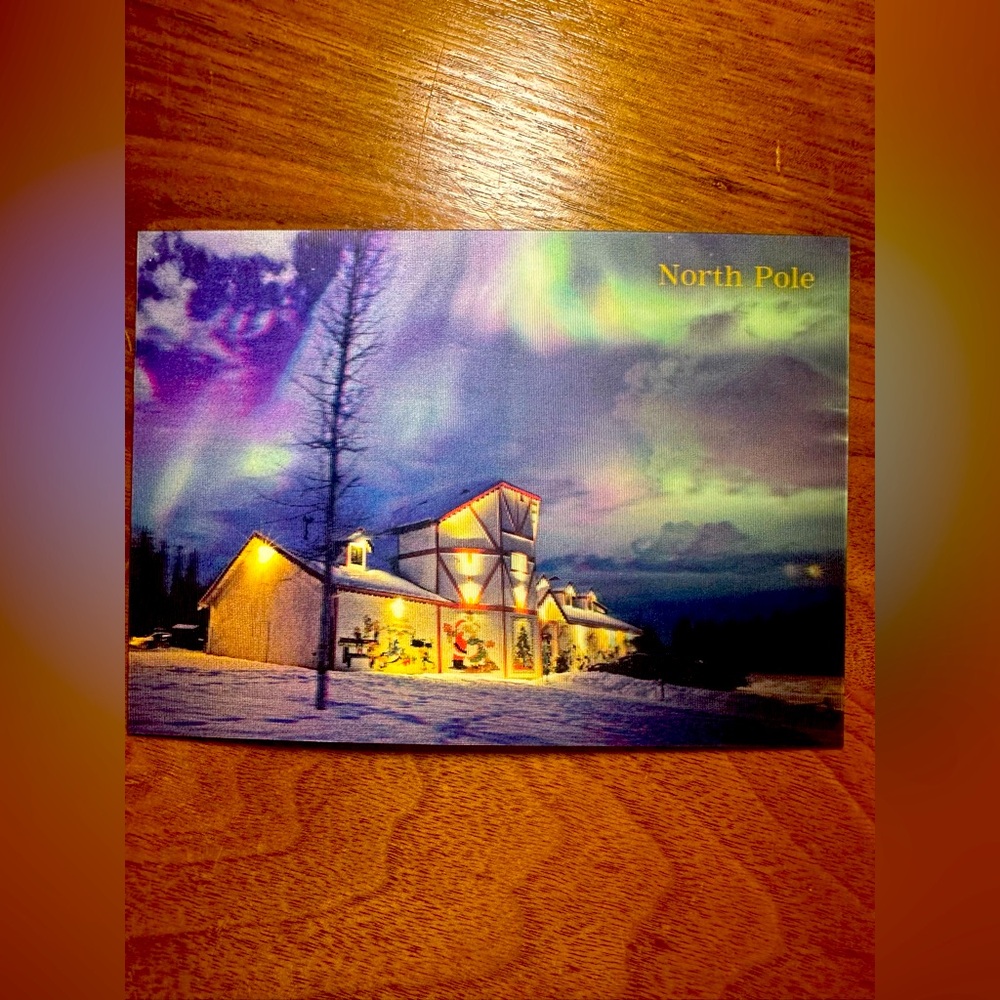 Postcard Vinyl North Pole Alaska Santa Claus House Northern Lights